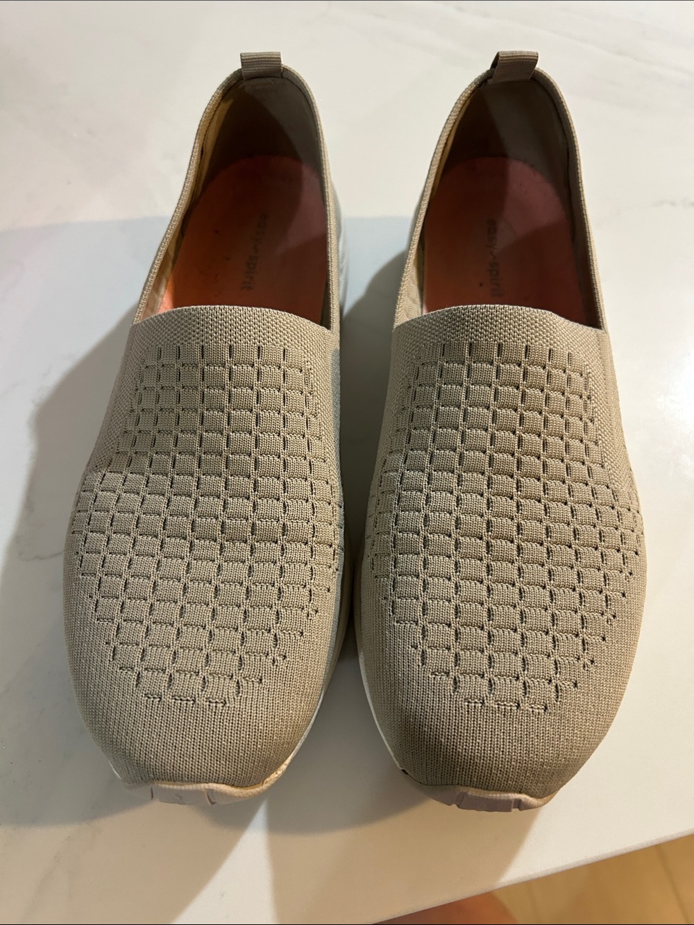 Easy Spirit Women's Slip-On Knit Moccasins in Beige